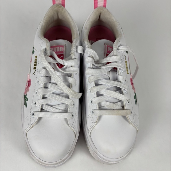 Puma Mayze White, Garnet Rose-Vine Embroidery Size 7 Platform Shoes - Picture 5 of 13